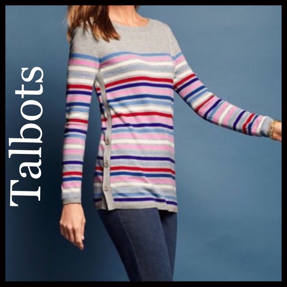 SOLD!Talbots MultiColor Stripe Side Button Sweater - Picture 8 of 8